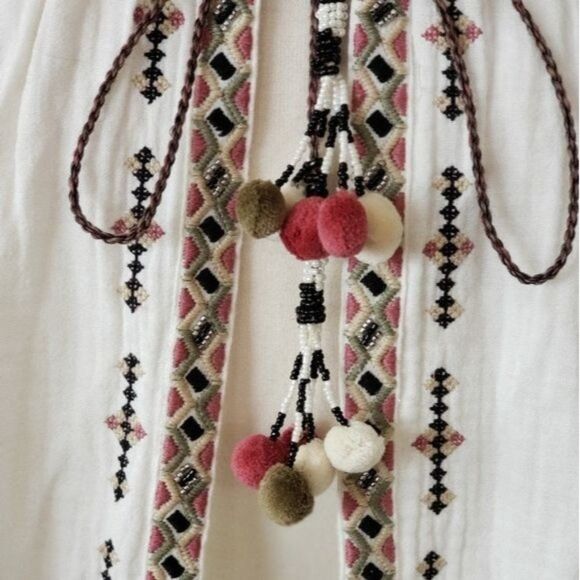 NWT ZARA Beaded Embroidered Tie Front Top/Jacket - Picture 8 of 15